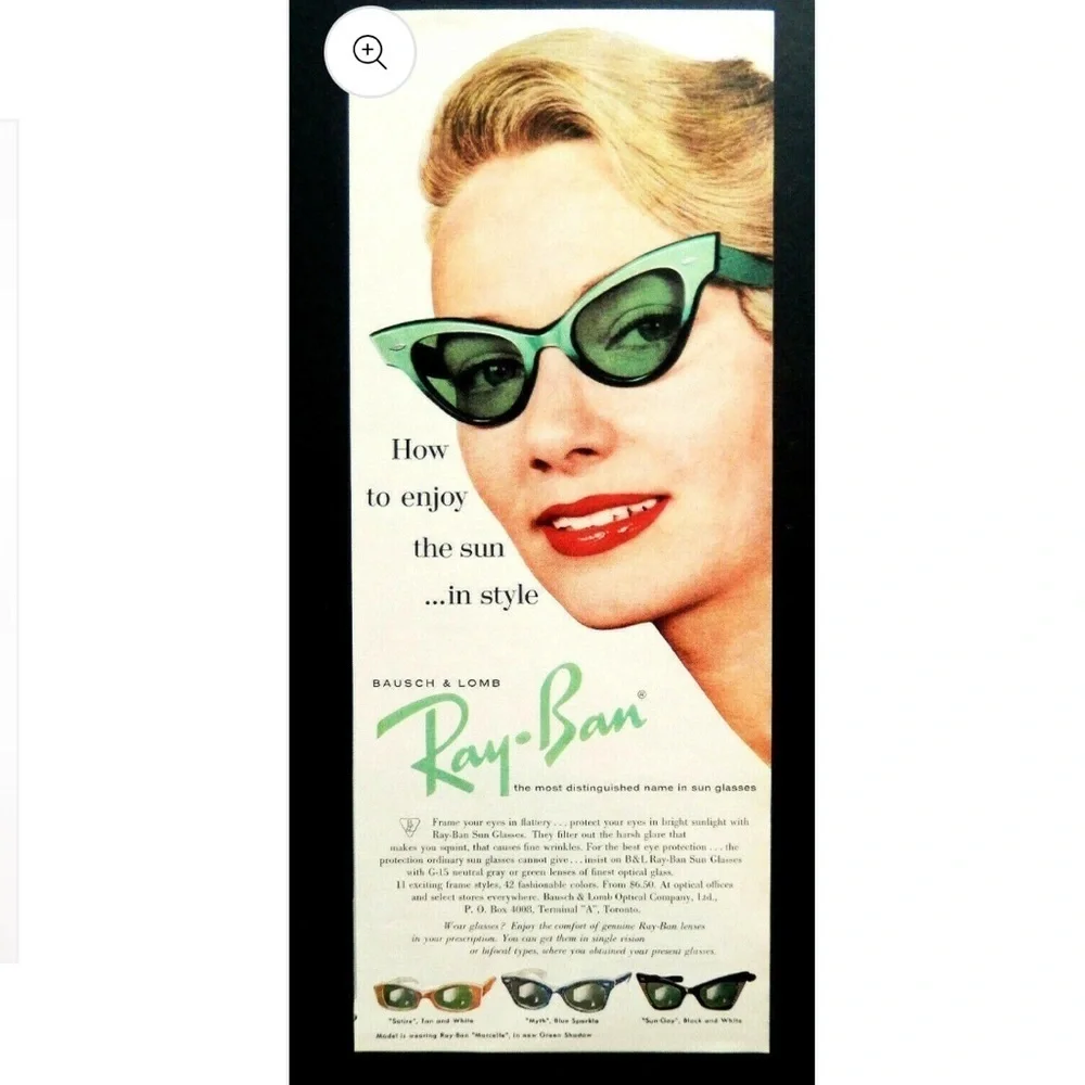 Vintage Ray-Ban B&L Gray Sun Song Cat-Eye Sunglasses 1950’s/60’s